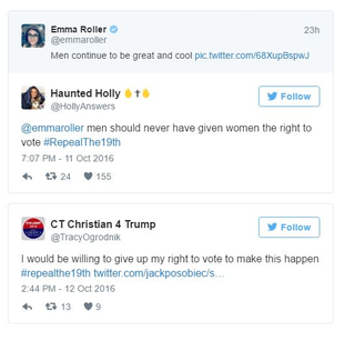 Illustration for article titled Trump Supporters: Repeal Women's Right To Vote